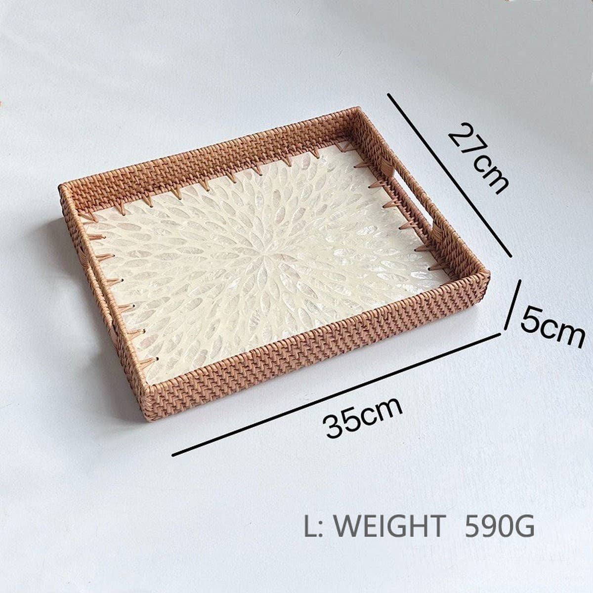 RATTAN WOVEN COLORFUL SHELL TEA TRAY FRUIT TRAY_CWMM4490