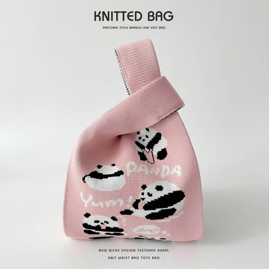 Versatile commuter knit single-shoulder handbag