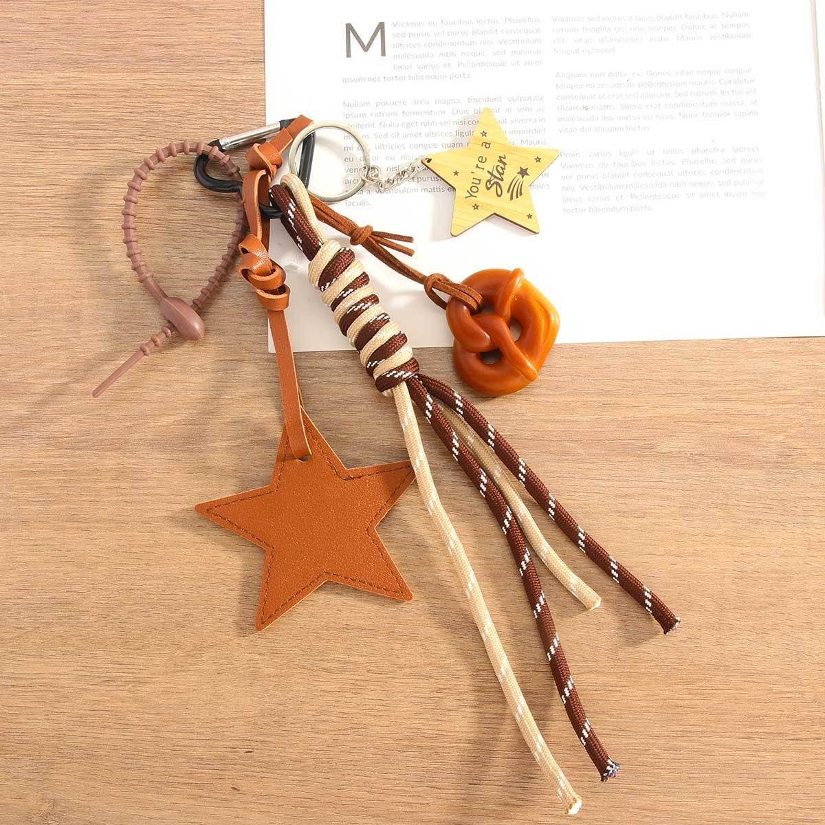 Braided Pretzel Star Keychain Charm_CWMM7731