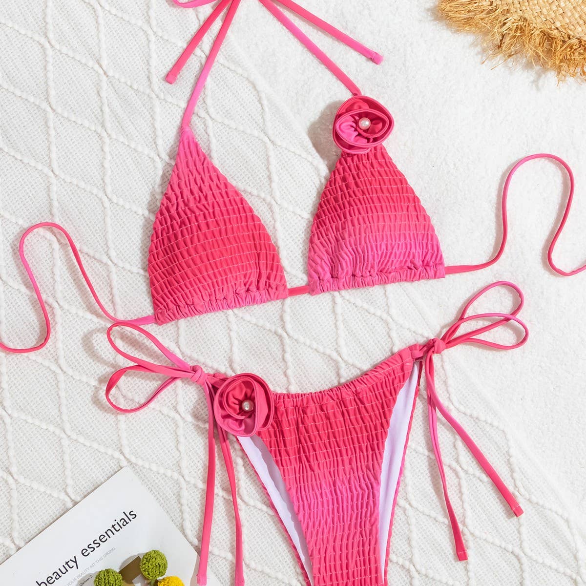 Gradient Bikini Set - Sexy 3D Flower Swimsuit
