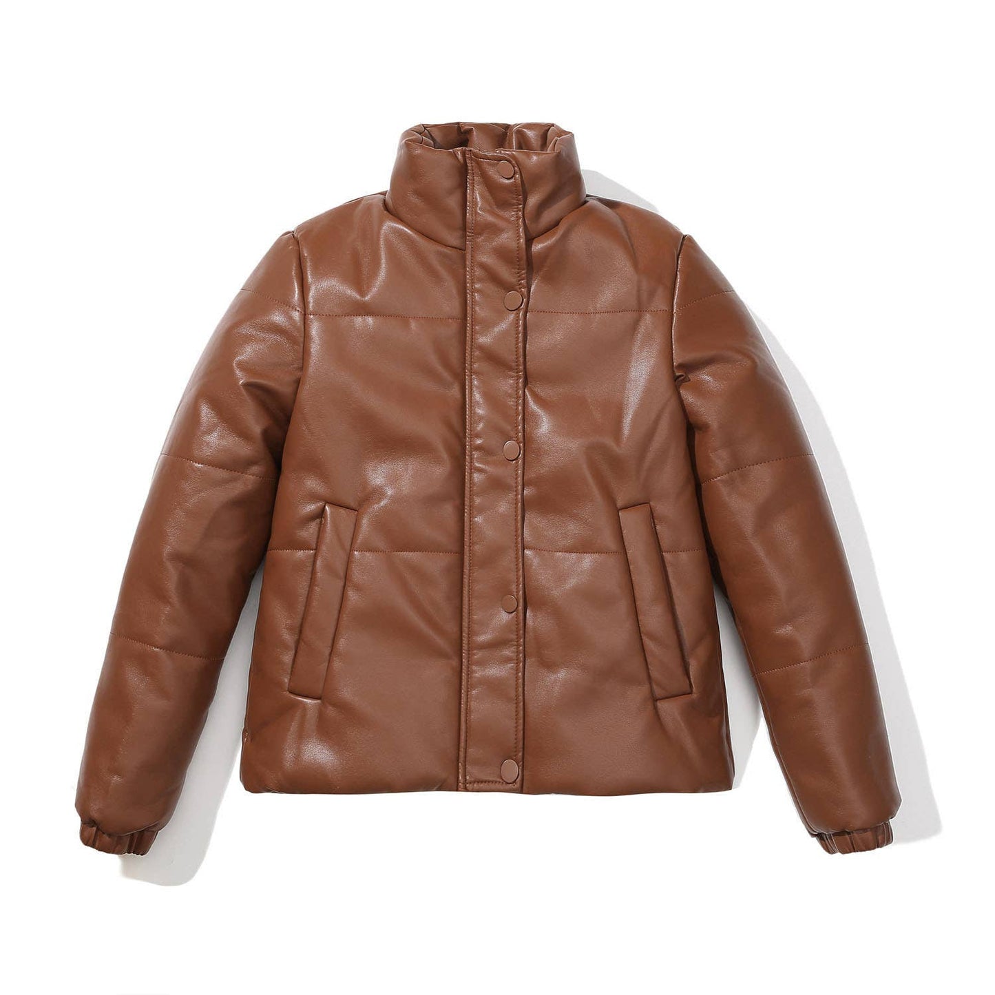 THICKENED COTTON COAT BREAD COAT PU LEATHER COAT