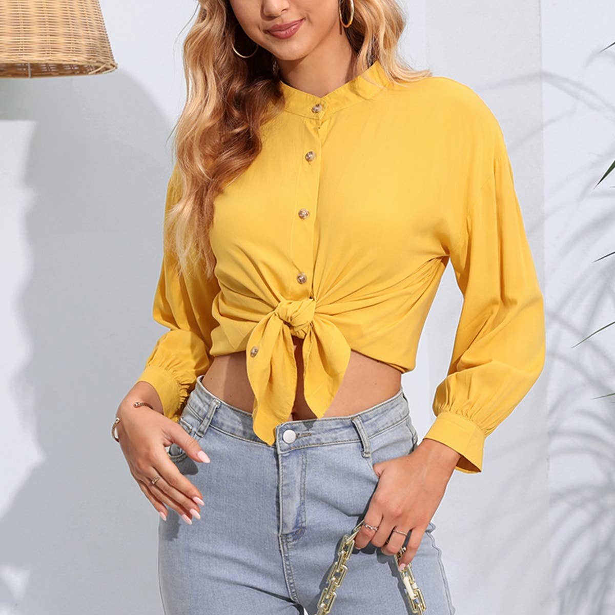 SOLID COLOR LONG SLEEVE SHIRT CARDIGAN TOP