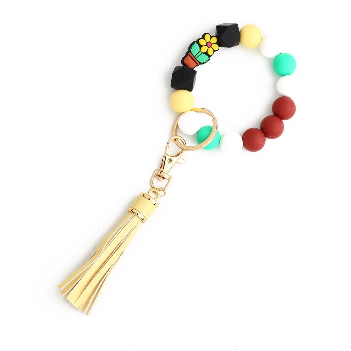 Cross Rabbit Keychain Easter Silicone Bead Bracelet_CWAB5076