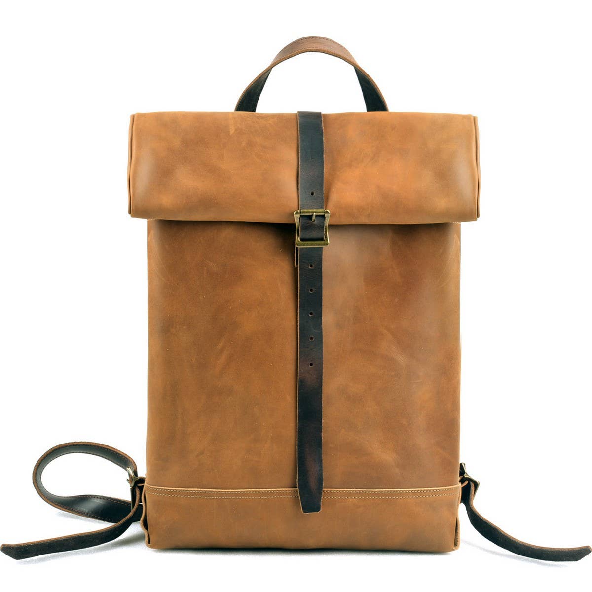 Vintage Leather Roll Top Laptop Backpack_CWAB5551