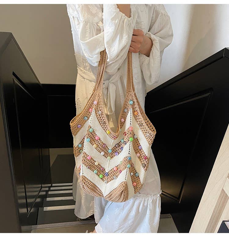 Pearl hollowed-out large-capacity underarm bag