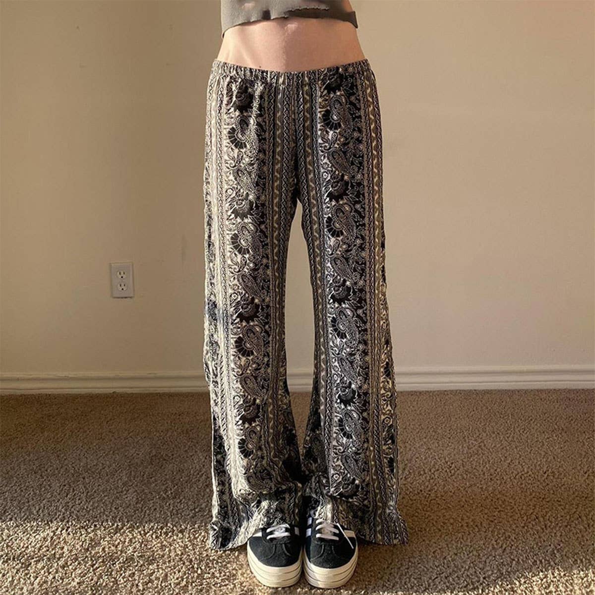 ABSTRACT PRINT LOOSE CASUAL STRAIGHT-LEG PANTS