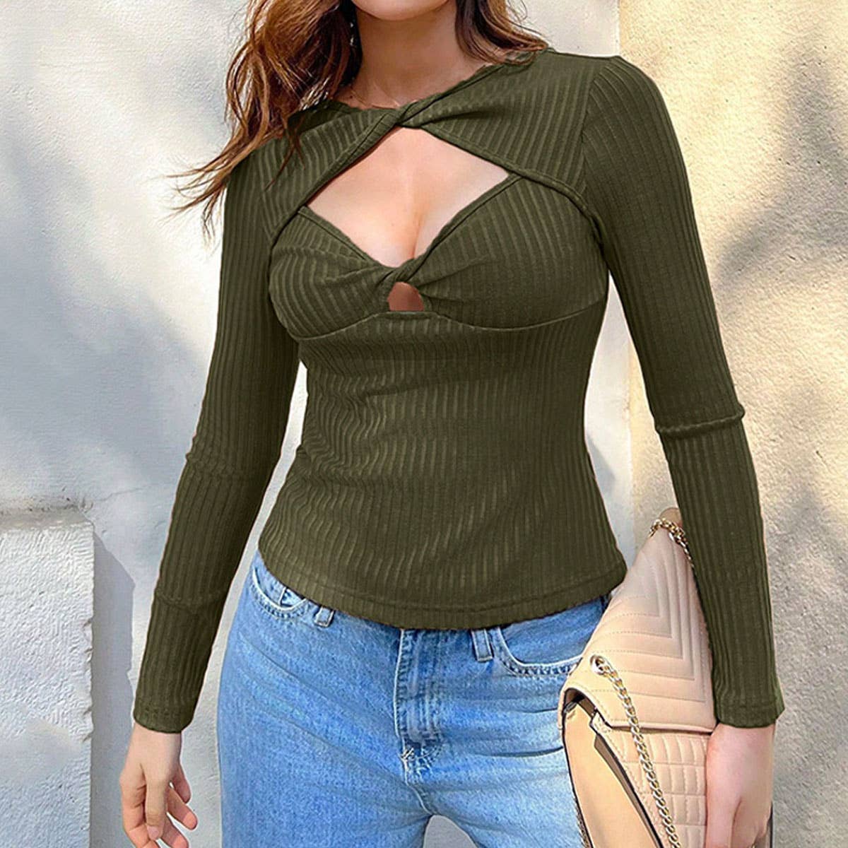 INSIDE WITH A SLIM-FIT DESIGN HOLLOW-OUT KNIT