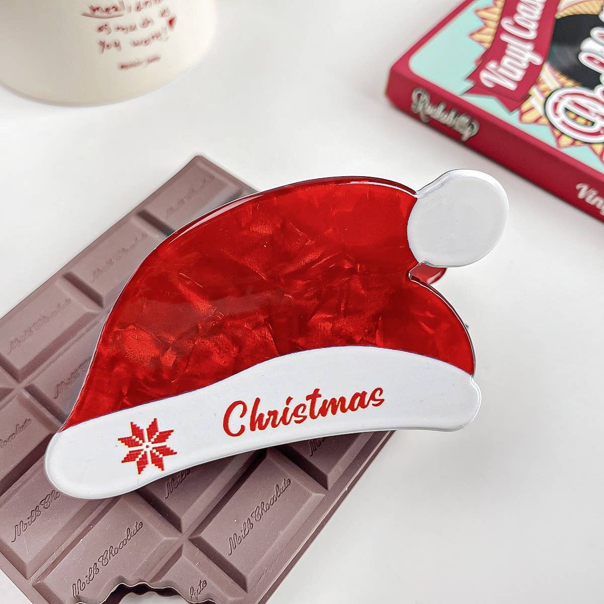 CHRISTMAS CARTOON PRINT SANTA HAT HAIRPIN_CWAHA1581