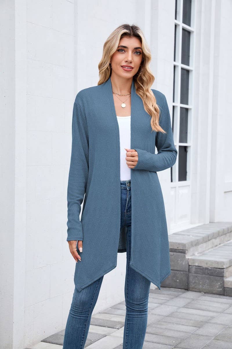 CWOCAL00859_CASUAL KNIT OPEN FRONT LONGLINE CARDIGAN