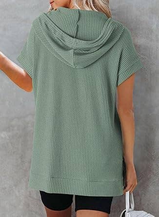 KNIT SIDE SLIT BELTED HOODIE