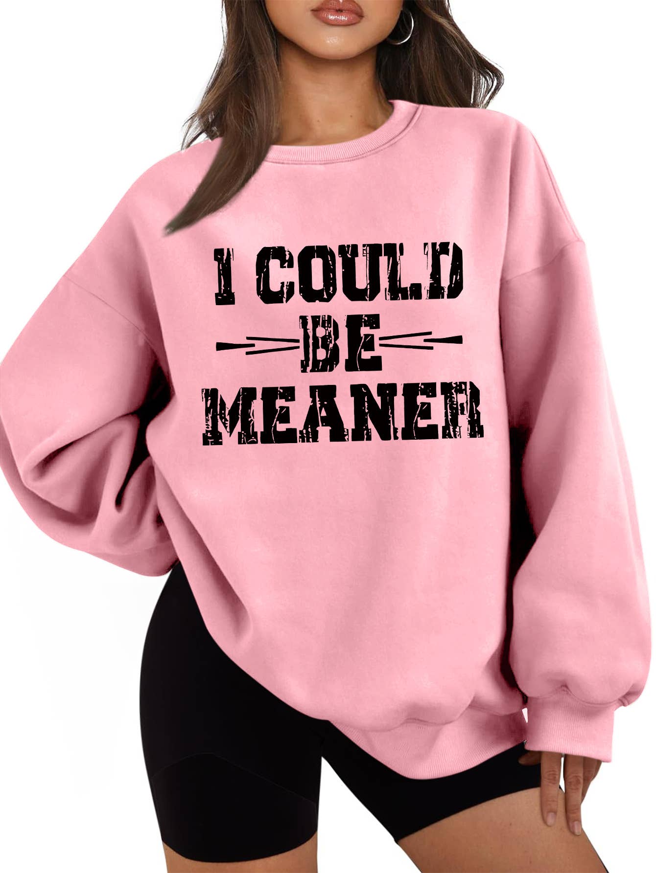 I could be meaner printed thickened warm hoodie