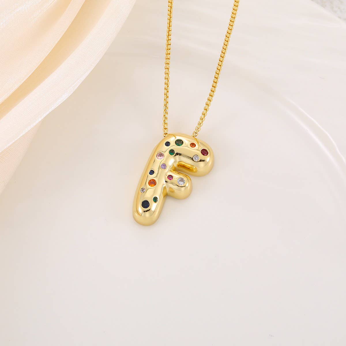 Creative Glossy Colorful Letter Pendant Necklace