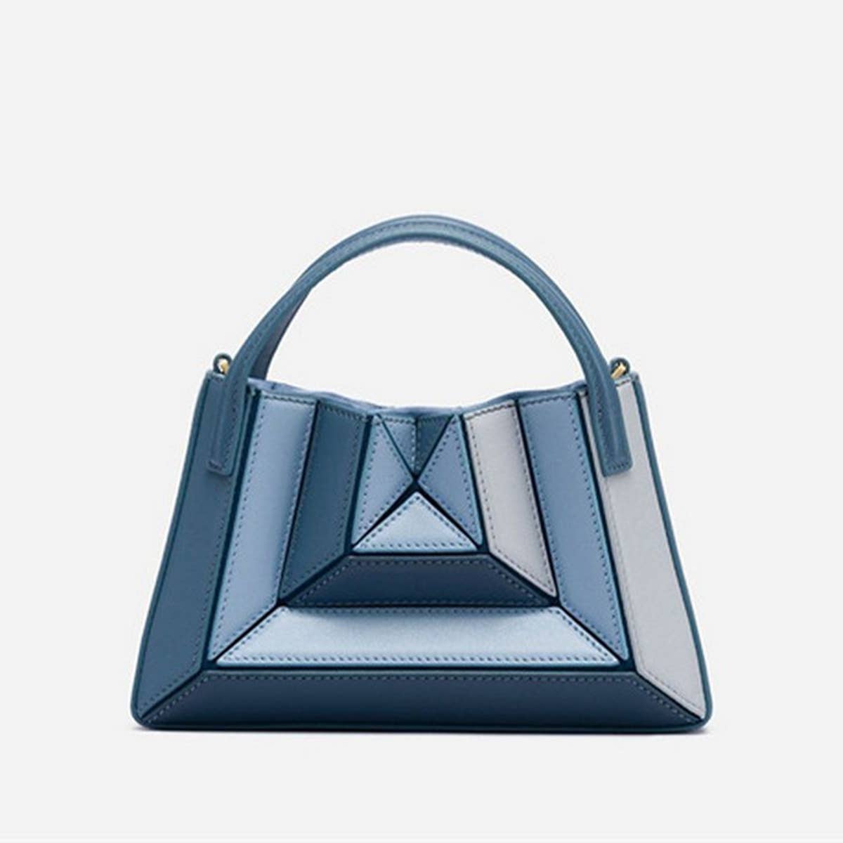 TRIANGULAR FOLDIN BAG MULTI-COLOR STITCHING HANDBAG_CWAB1939