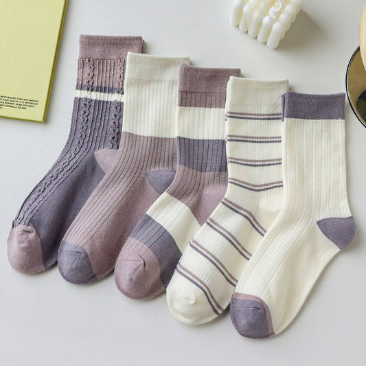 VERSATILE COLOR-BLOCK STRIPED WOMEN'S SOCKS