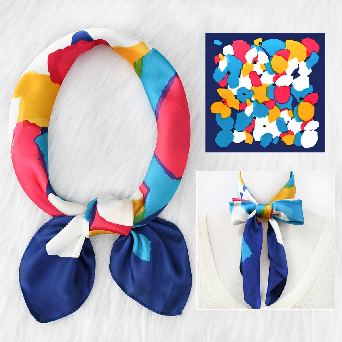 Polka Dot Satin Neck Scarf ??Office & Flight Style_CWASC1157