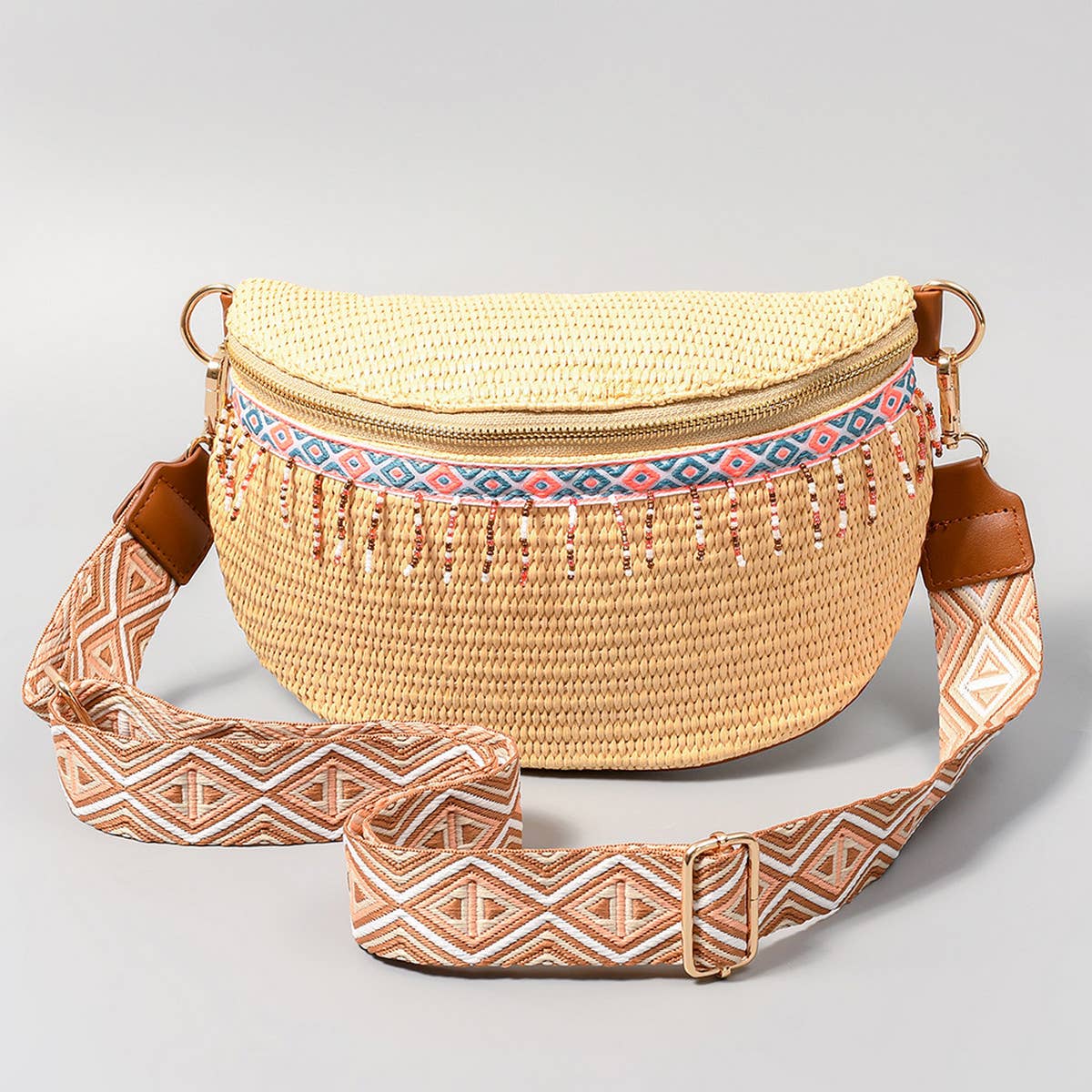 WOMEN ALL-MATCH STRAW WOVEN CHEST BAG_CWAB2003