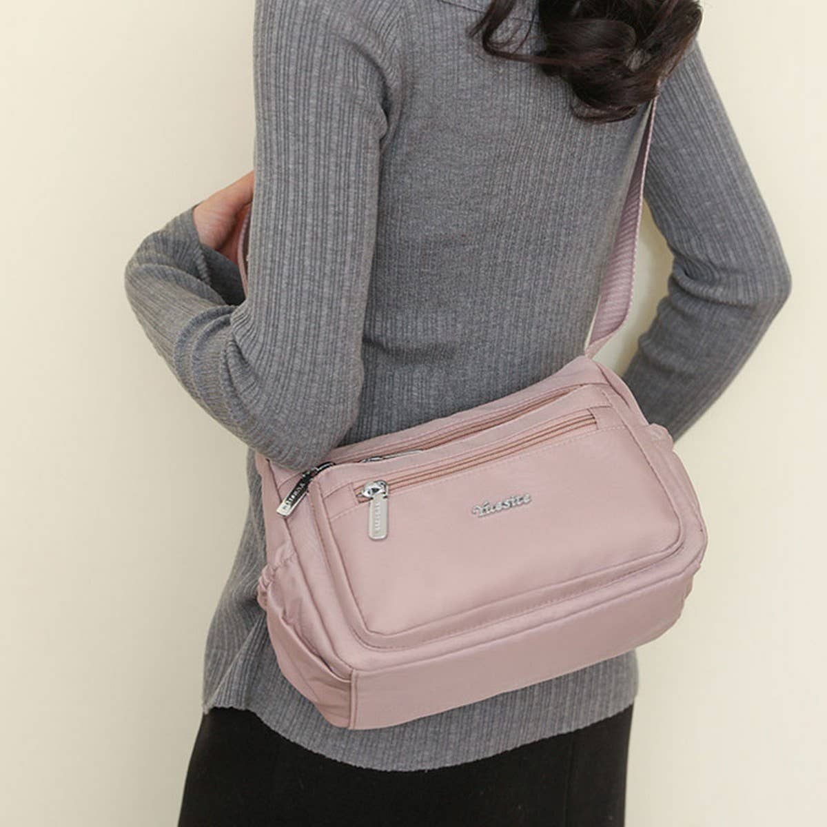NYLON MULTI-COMPARTMENT SHOULDER CROSSBODY BAG_CWASC1752