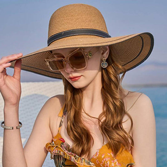 BROWN SUN PROTECTION STRAW HAT_CWAH1342