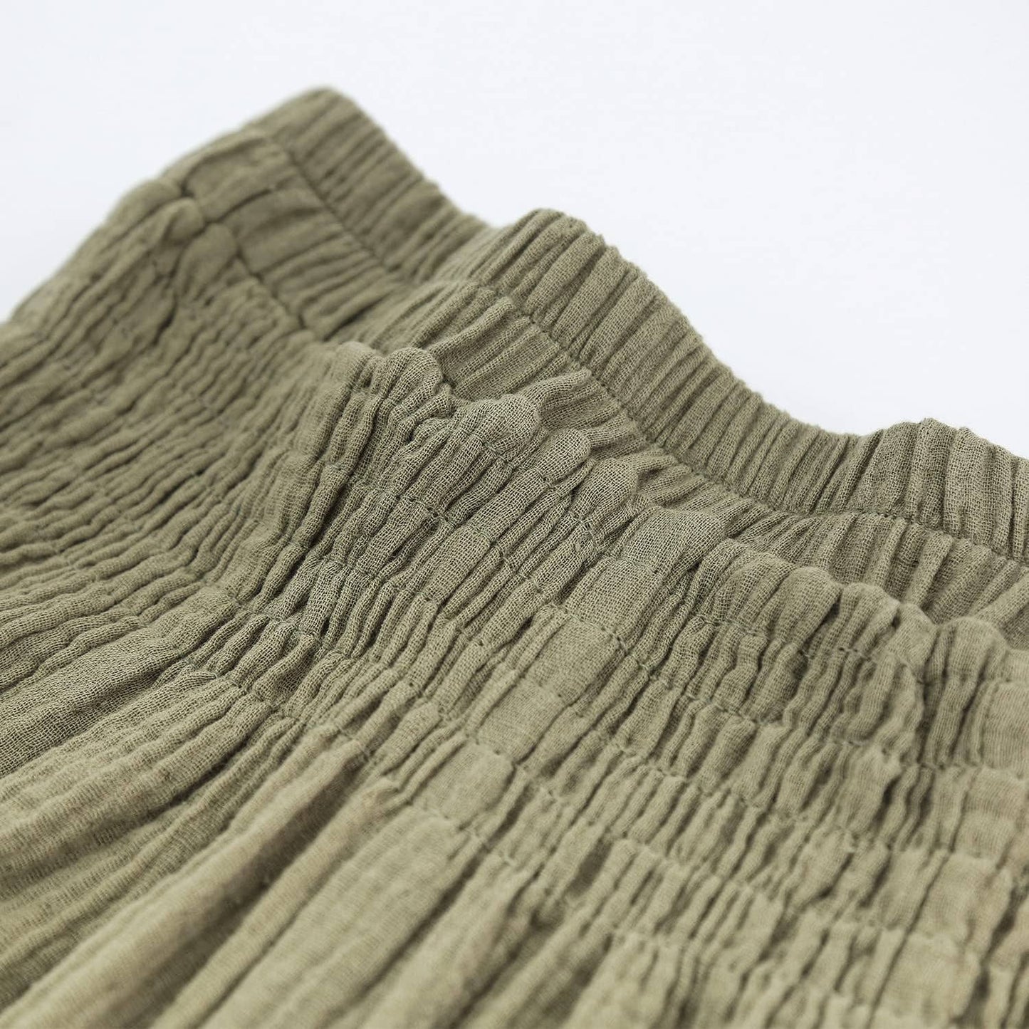 ELASTIC HIGH-WAISTED COTTON WIDE-LEG PANTS