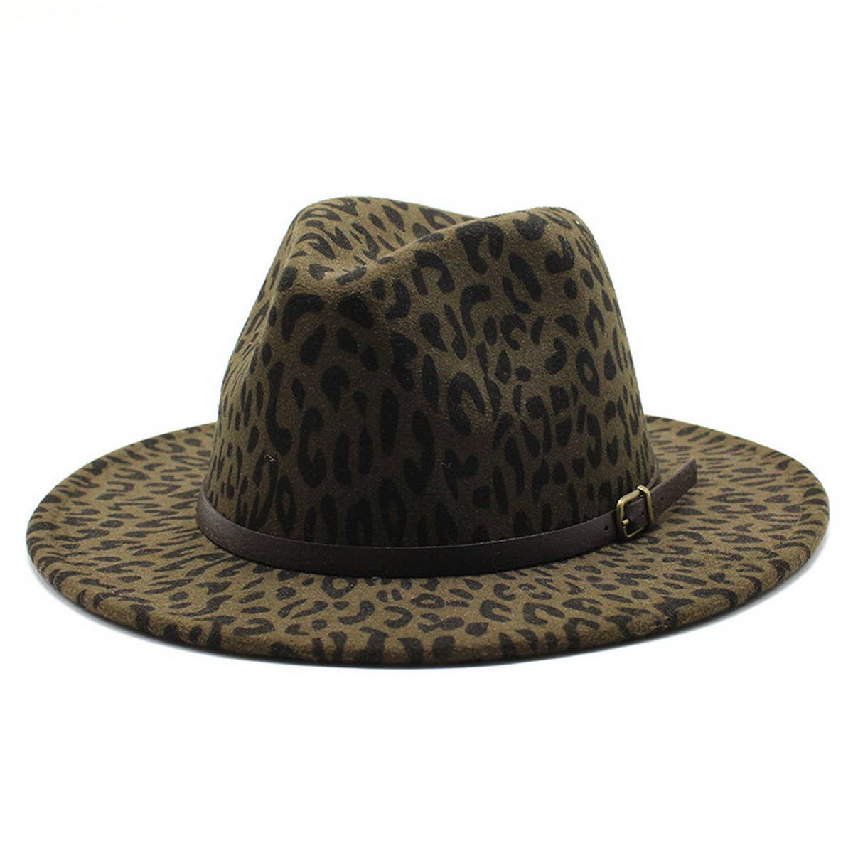 LEOPARD PRINT JAZZ HAT BRITISH STYLE WOOLEN HAT_CWAH2577