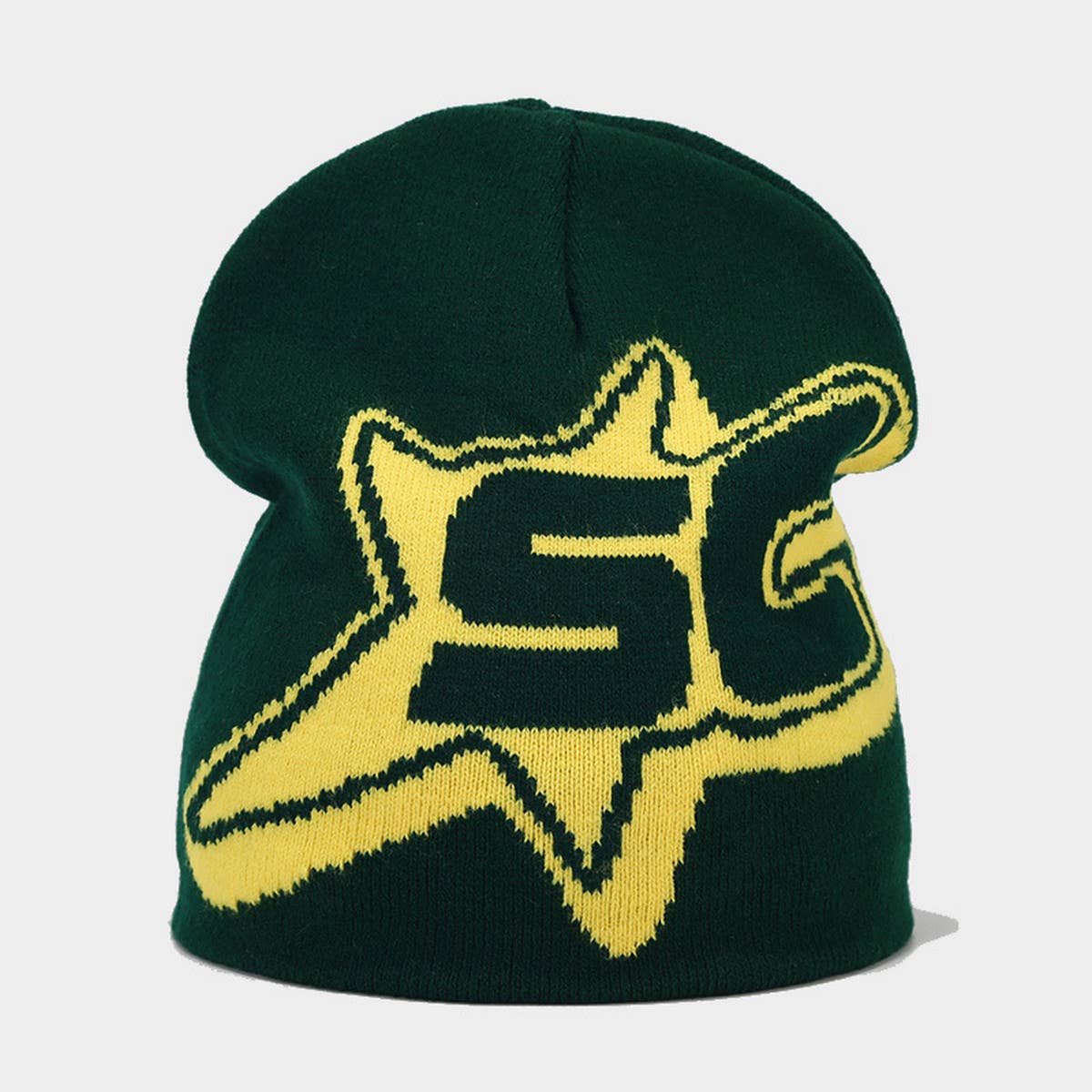 CASUAL LETTER STAR JACQUARD KNITTED HAT_CWAH1589