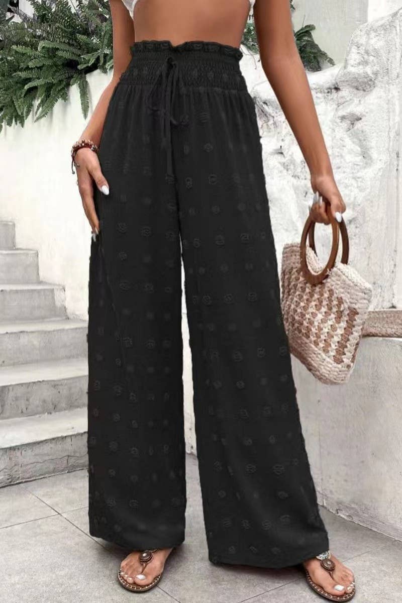 CWBLP1977_HIGH WAIST JACQUARD WIDE LEG LOUNGE PANTS