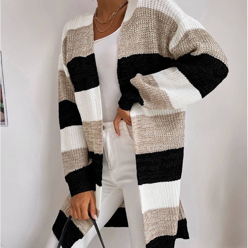 STRIPED COLOR CARDIGAN KNIT ALL-IN-ONE JACKET