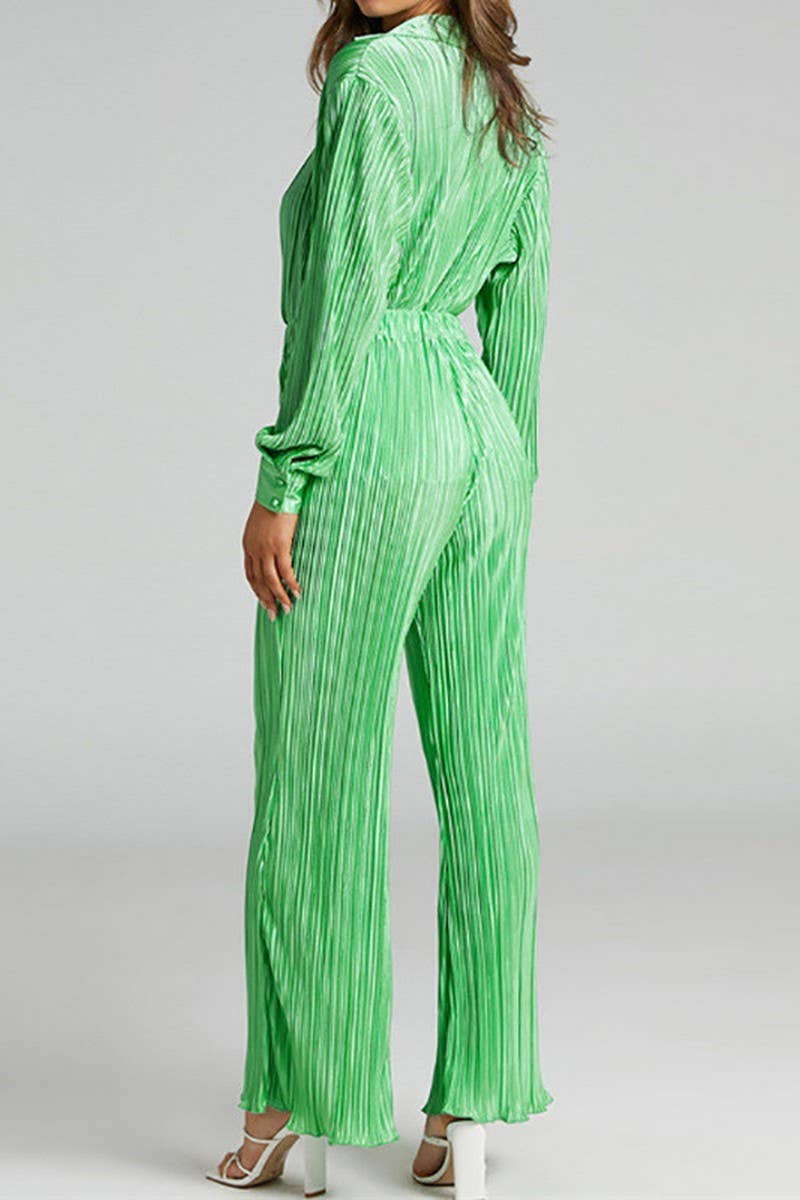 Single-breasted pants and long-sleeved two-piece sets