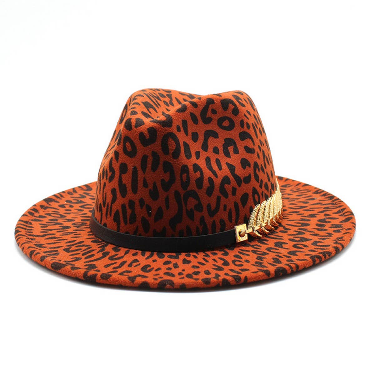 LEOPARD PRINT JAZZ HAT WOOLEN HAT WIDE BRIM HAT_CWAH2581