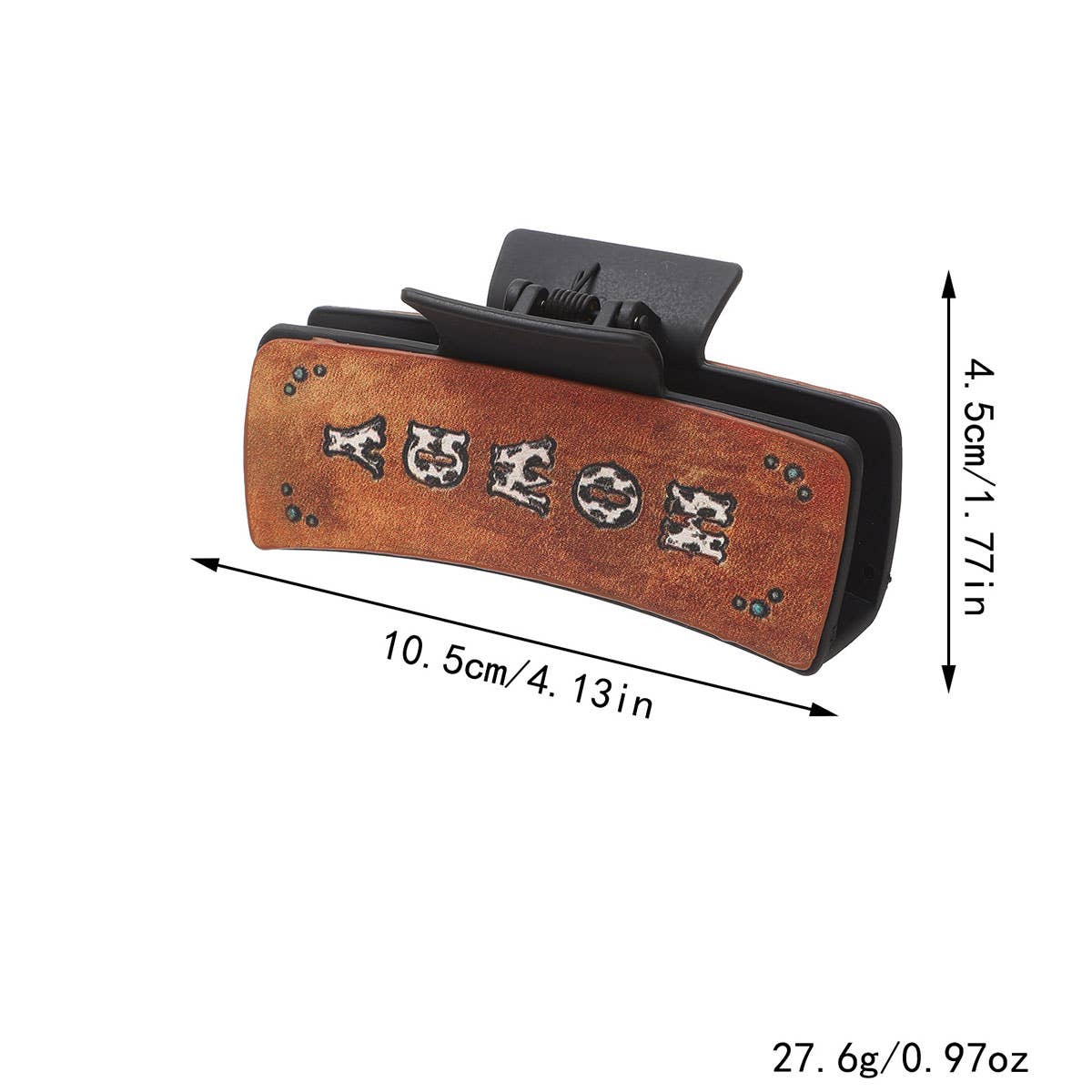 Western Cactus Sunflower Hair Claw - Leather Clip