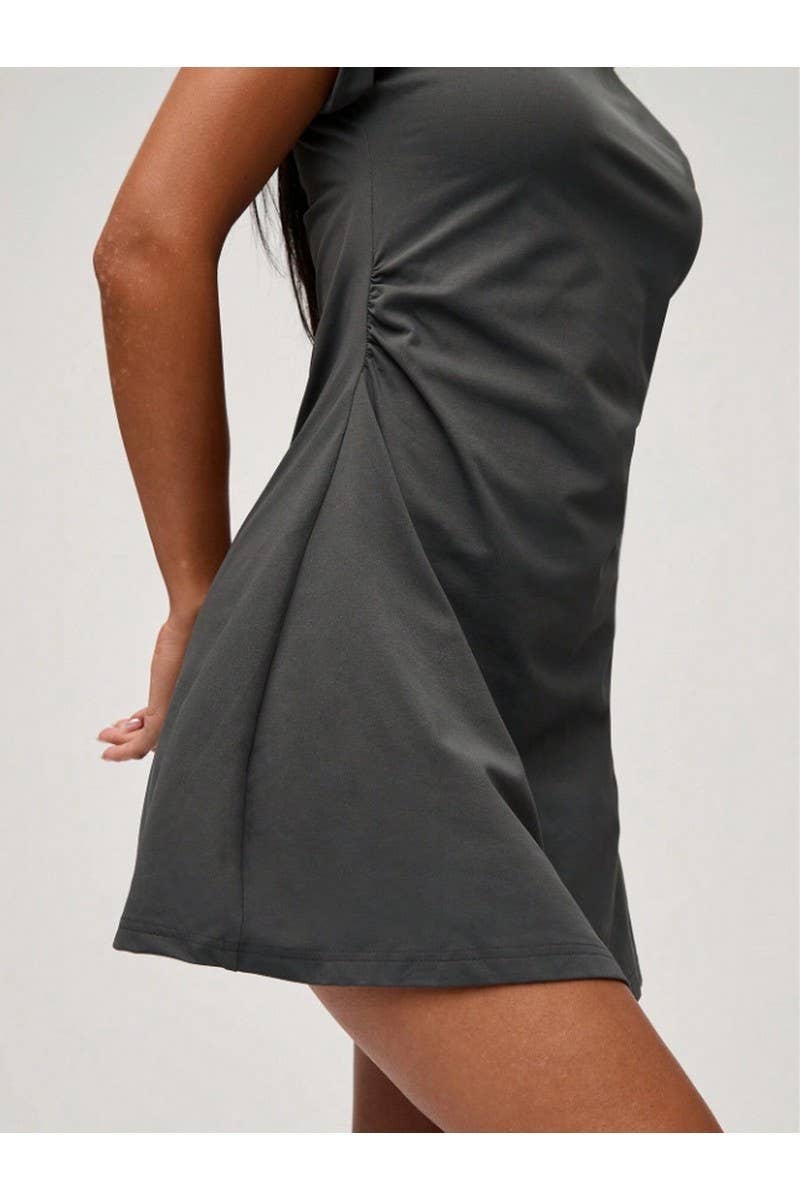 CWDMD01242_2025 SUMMER WOMEN RUCHED RUFFLE SLEEVE MINI DRESS