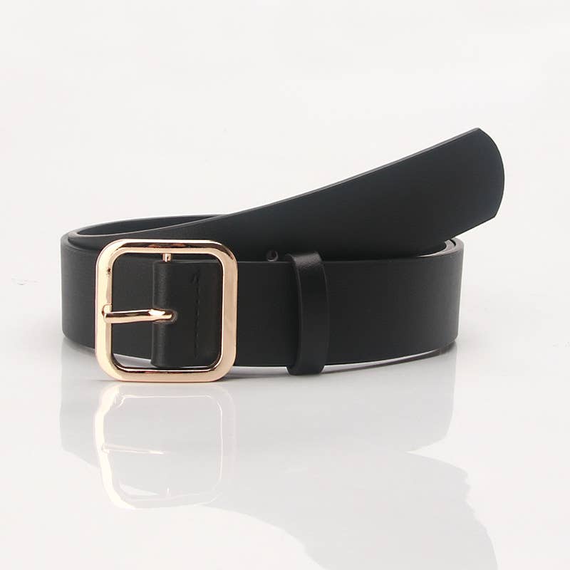 Retro versatile square buckle-top pu leather belt