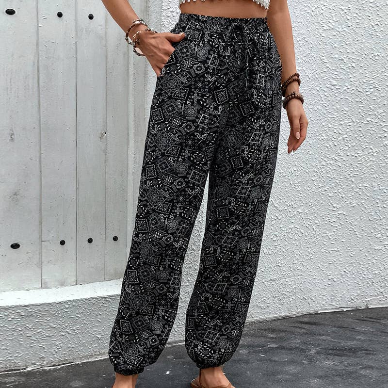 PRINTED BOHO PANTS WITH LONG LEGS