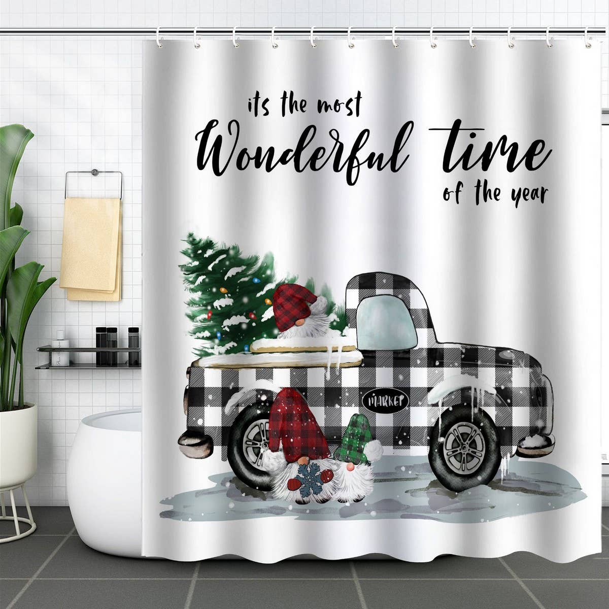 HOT SALE CHRISTMAS WATERPROOF SHOWER CURTAIN