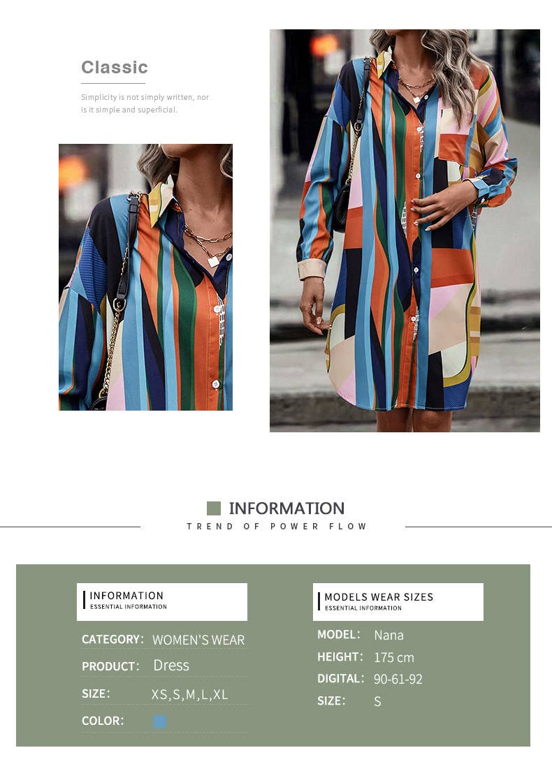 Lapel temperament shirt dress