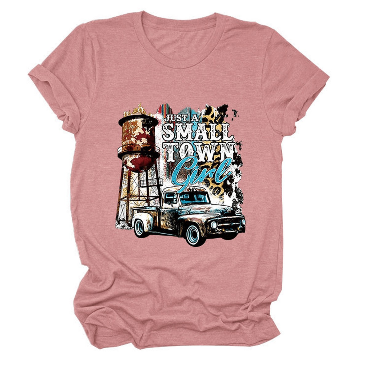 Just a Small Town Girl Print T-Shirt ??Loose Fit_CWTTS1525