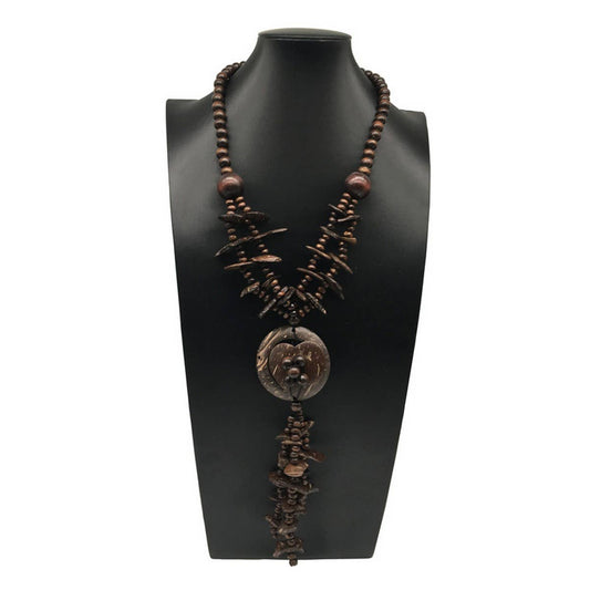 BOHEMIAN COCONUT WOOD BEAD LONG NECKLACE_CWMM4552