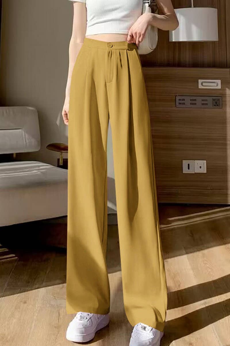 CWBLP00922_AUTUMN MID-RISE DRAPEY SLIM-FITTING LOOSE TROUSER