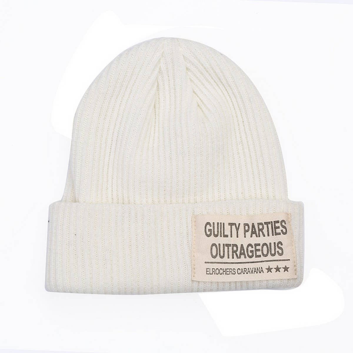 CWAH04358_GUILTY PATCH KNIT BEANIE WINTER WARM HAT