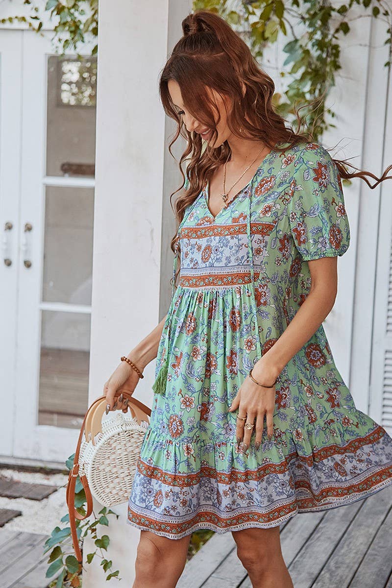 CWDSD7134_SUMMER LEISURE HOLIDAY STYLE SMALL FRESH DRESS