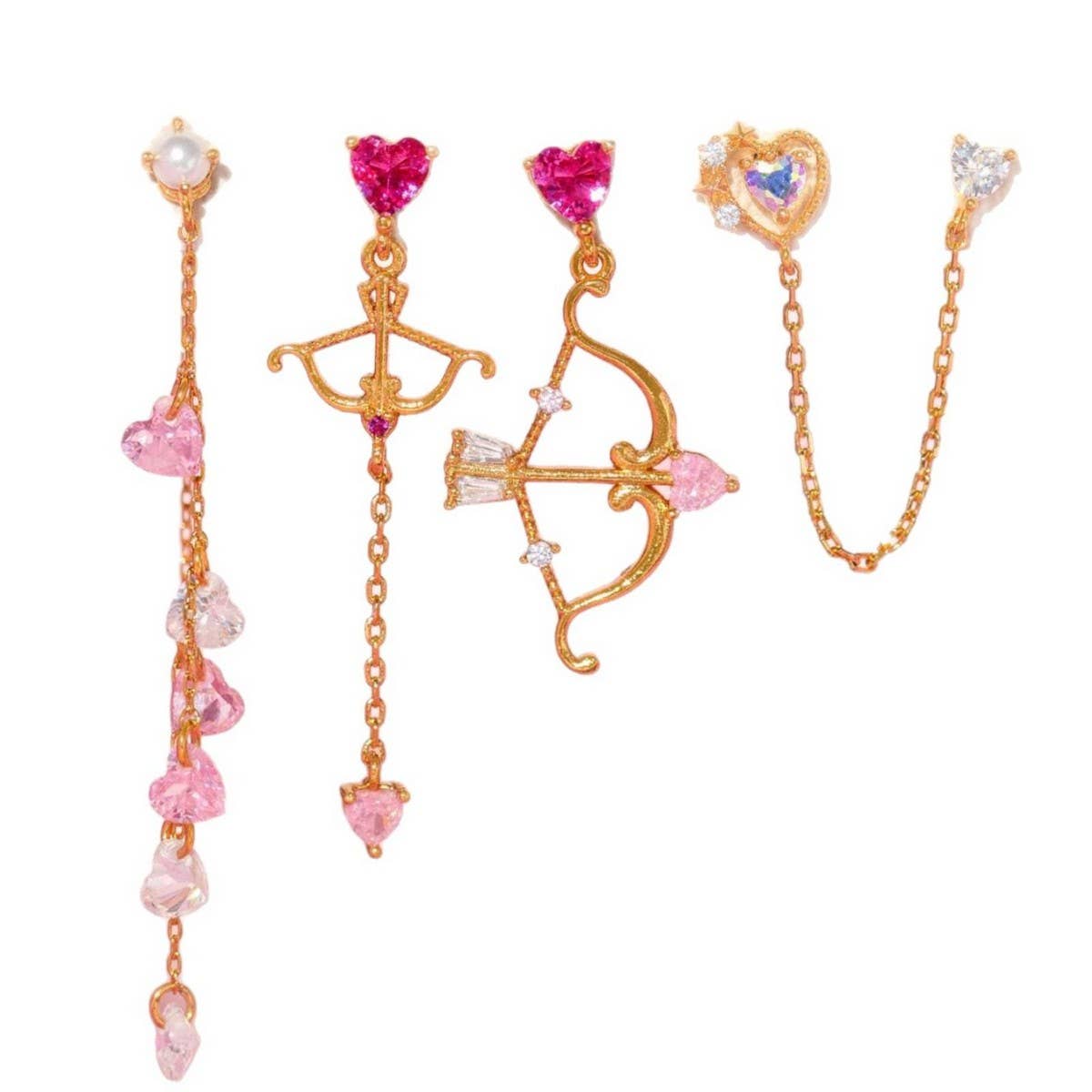 Cupid Heart Design Colorful Zircon Earrings