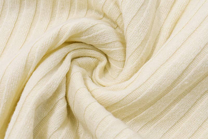 V-NECK LOW CUT THREAD FIT MIDRIFF LONG SLEEVE TOP