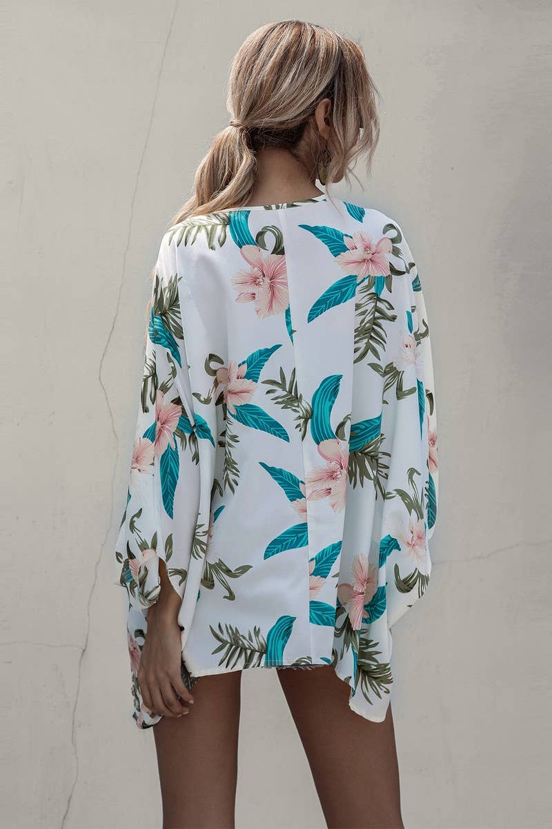 V NECK PRINTED BAT SLEEVE BAGGY TOP_CWTBLL0649