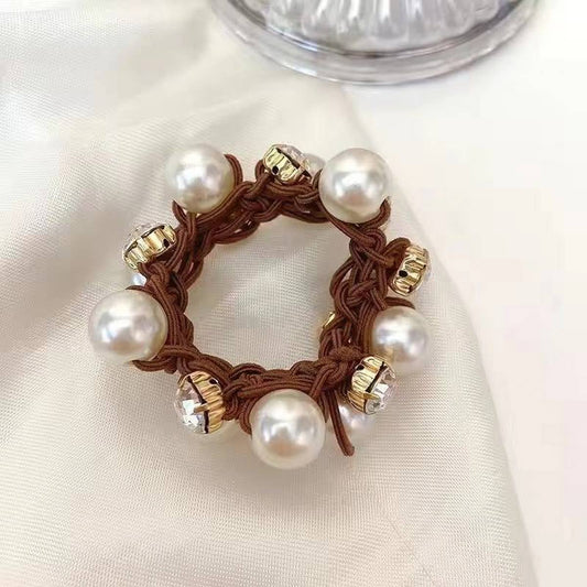 WOMEN SIMPLE PEARL RUBBER BAND HAIR TIE_CWAHA0519
