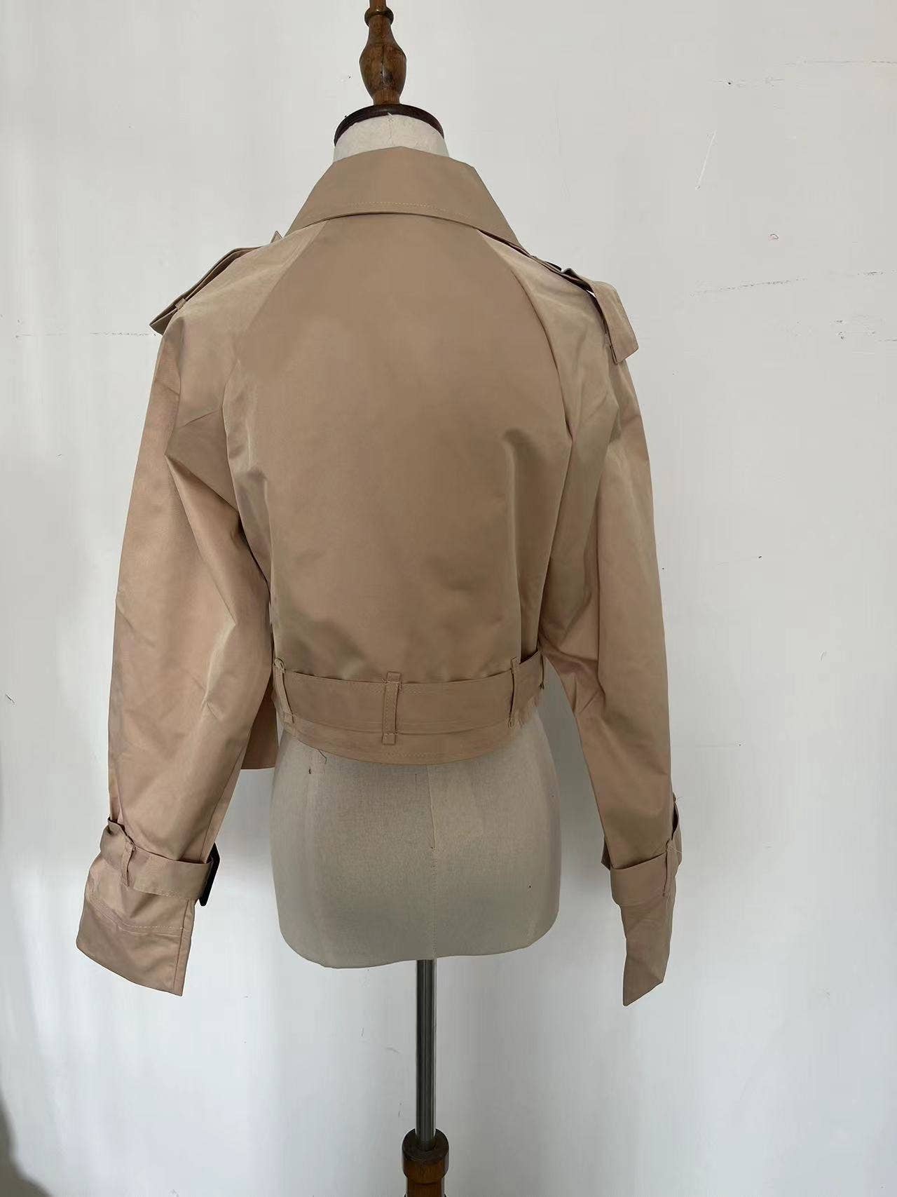 WITH BELT LONG SLEEVE SHORT CASUAL TRENCH COAT