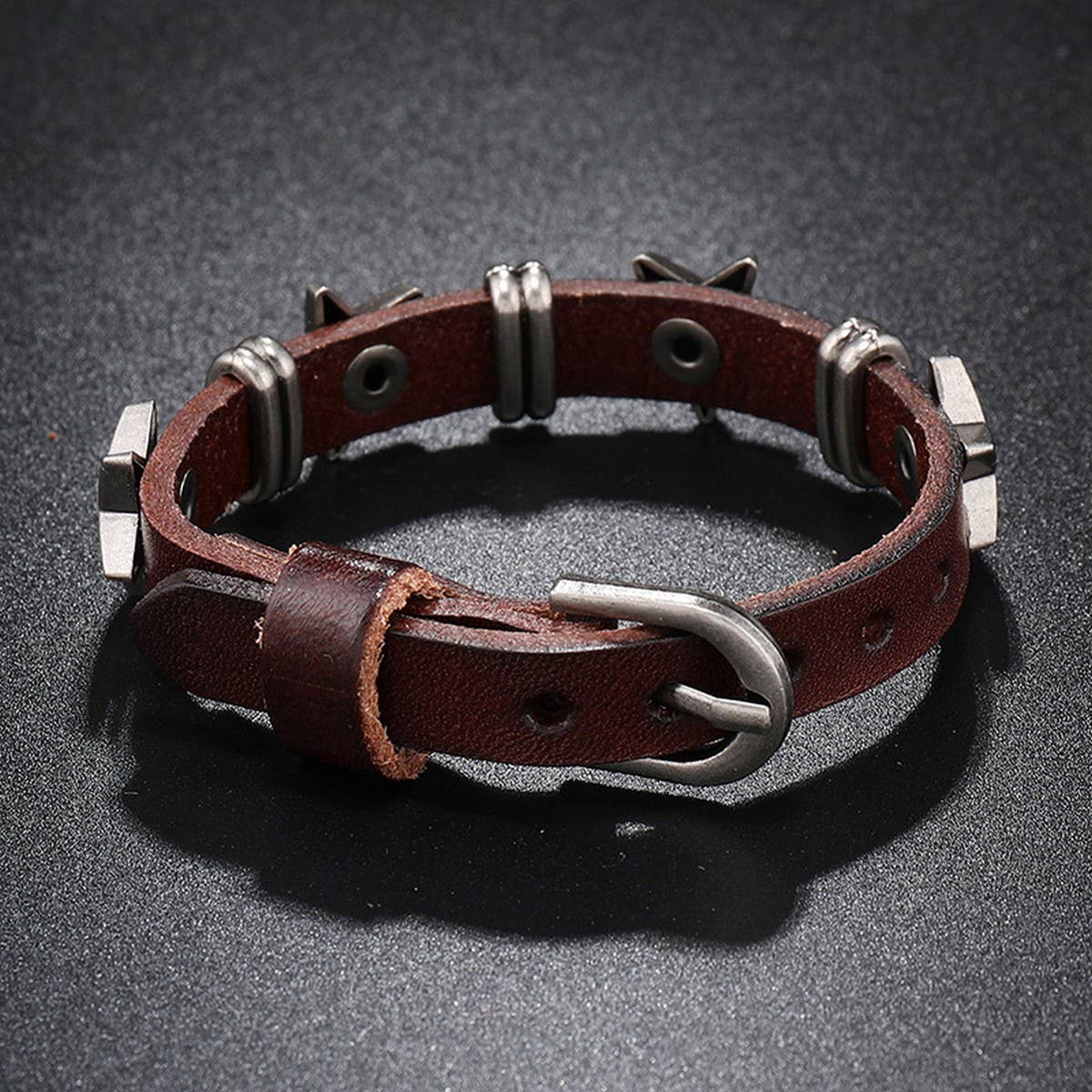 FIVE-POINTED STAR RETRO COWHIDE CREATIVE BRACELET