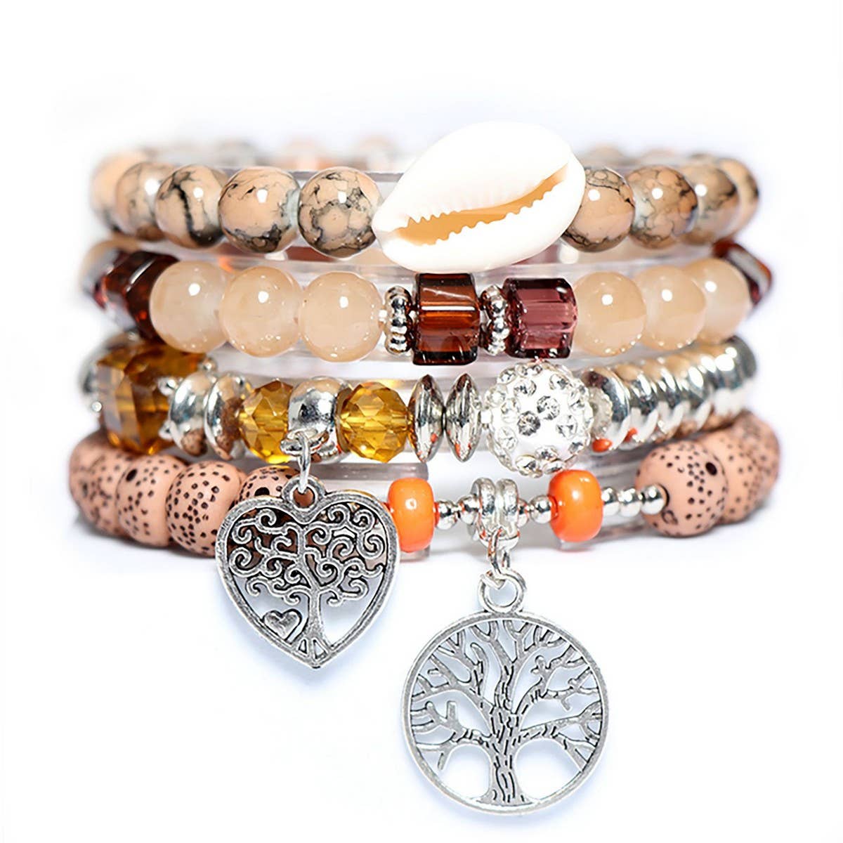 BOHEMIAN SHELL CREATIVE GLASS BEAD BRACELET_CWASC0697