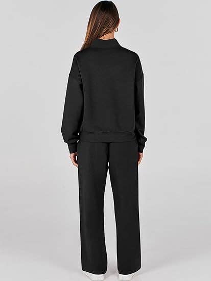 Long-sleeved solid-color commuting trousers set