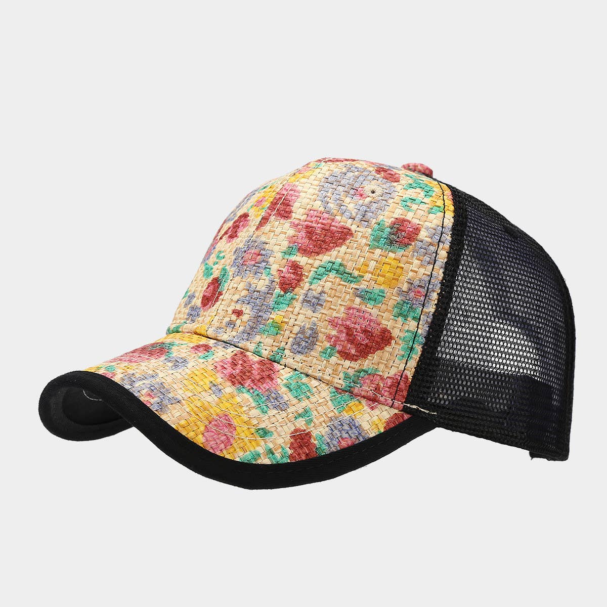 Stylish Floral Straw Cap, Unisex Summer Sun Hat CWAH1576