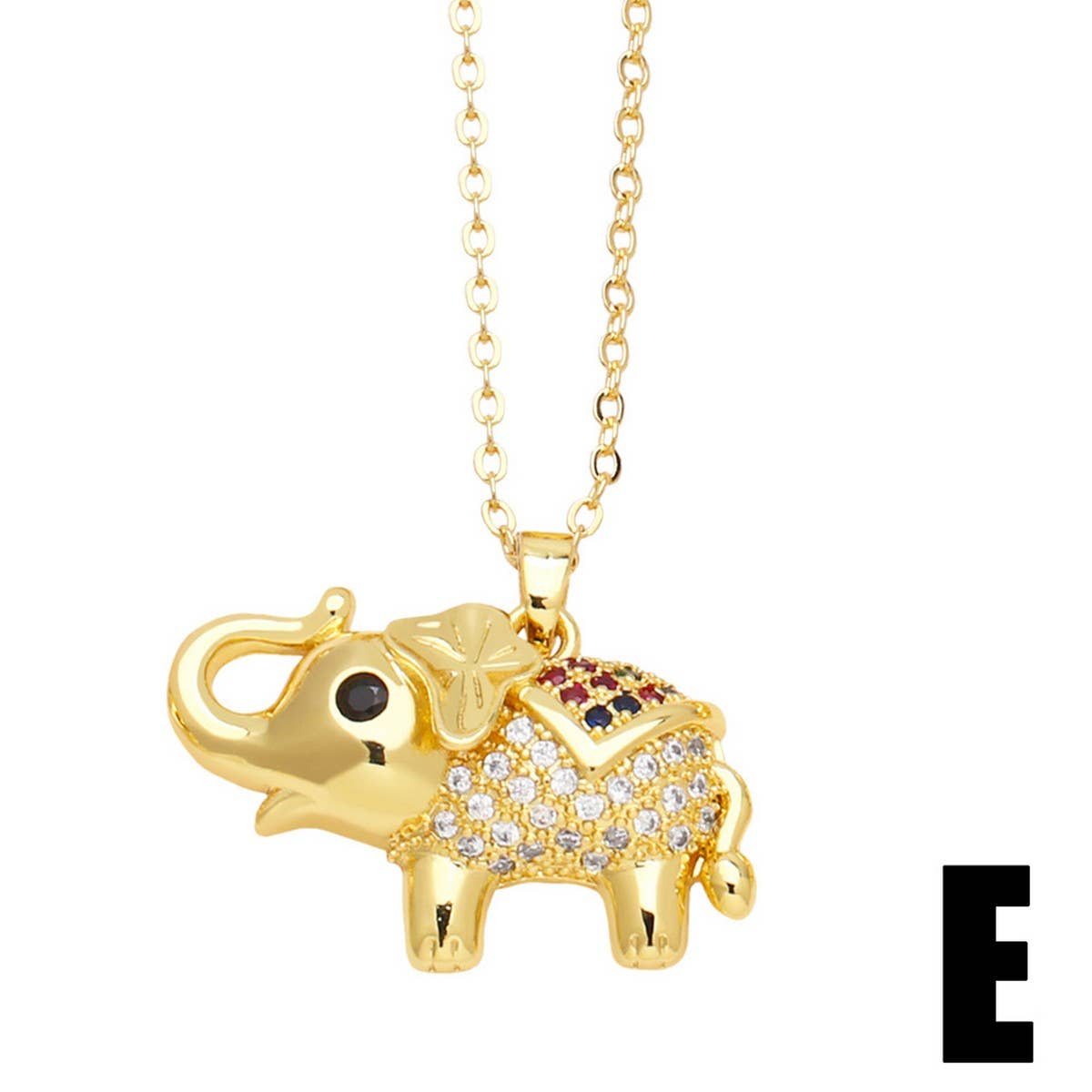 ELEPHANT GOLD PLATEDPENDANT NECKLACE INLAID ZIRCON